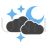 Cloudy with moon Blue Black Icon - IconBunny