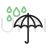 Umbrella with rain Line Green Black Icon - IconBunny