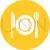 Plate with fork and knife Flat Round Icon - IconBunny
